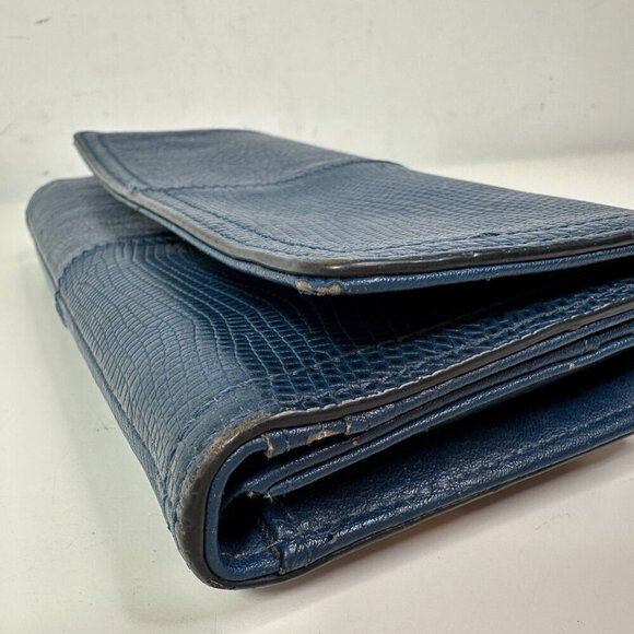 FOSSIL Navy All Genuine Leather Trifold Wallet Billfold Clutch - Picture 12 of 12